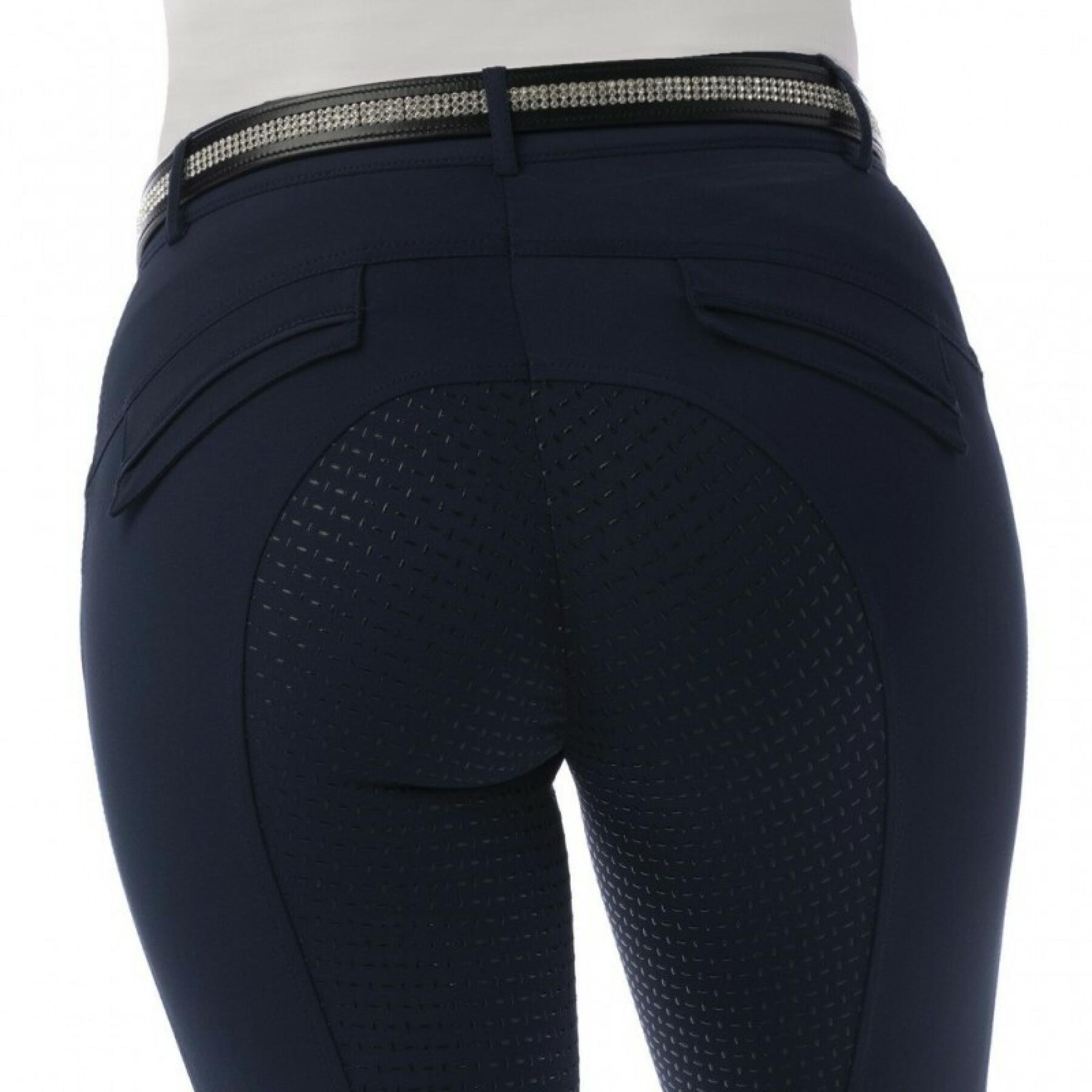 Pantaloni da equitazione da ragazza con fondo in silicone Equithème Micro