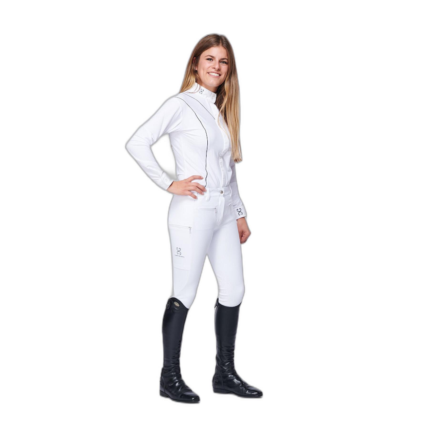 Camicia da equitazione da competizione da donna Sabbia Bianca Lucine