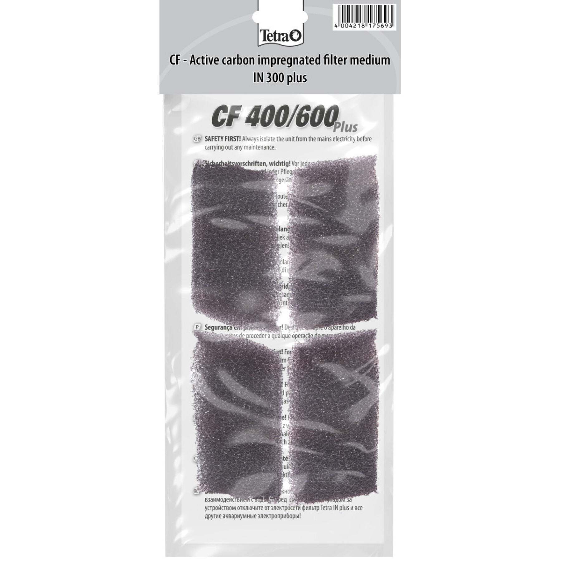 Accessori per acquari filtro a carbone in schiuma Tetra CF IN 4/600