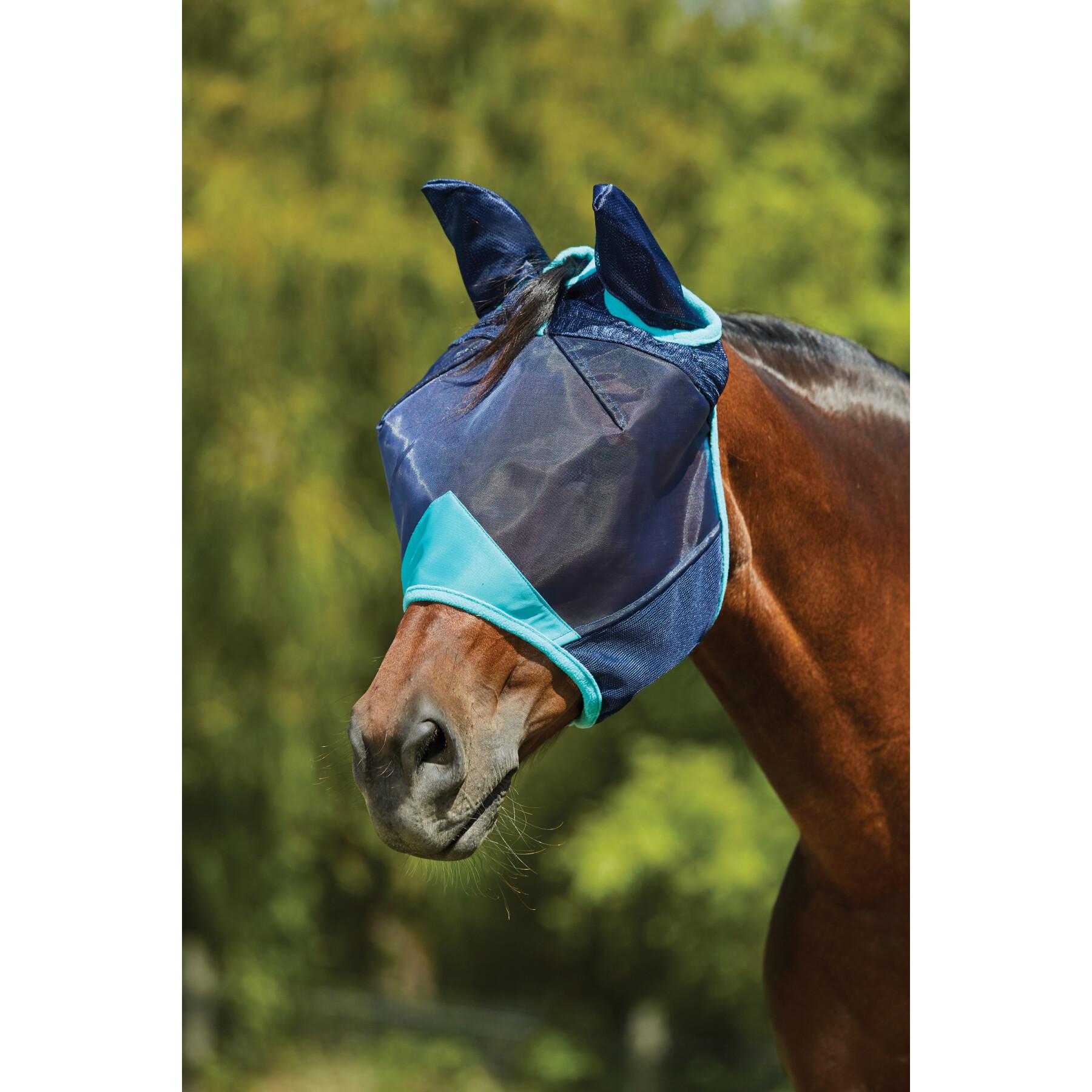 Maschera antimosche per cavalli in tela con copertura per orecchie e naso Comfitec Deluxe
